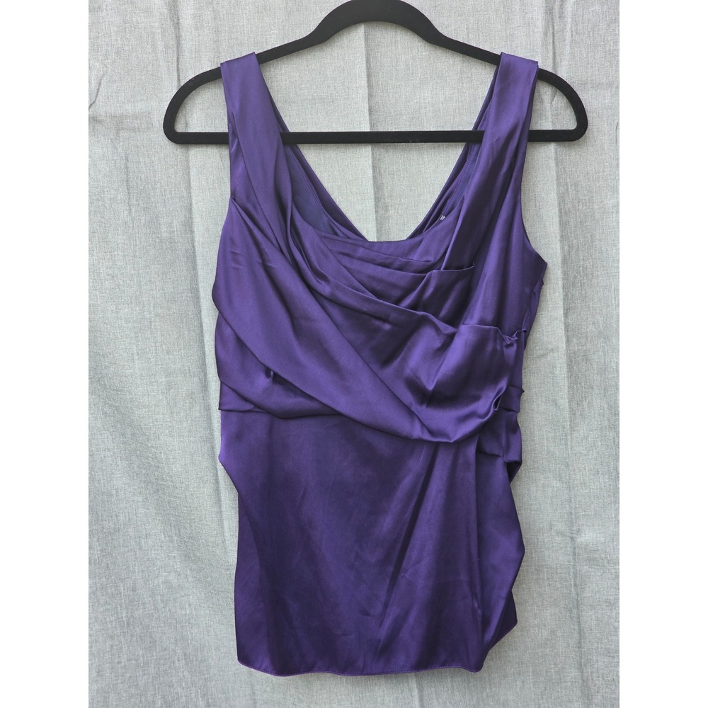 ElieTahari Josie Blouse Grape Harvest Purple Silk Ruched Sleeveless Top E9196562